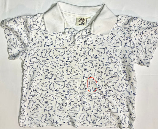 Luigi Kids White Short Sleeve Dinosaur Polo size 5 good used condition