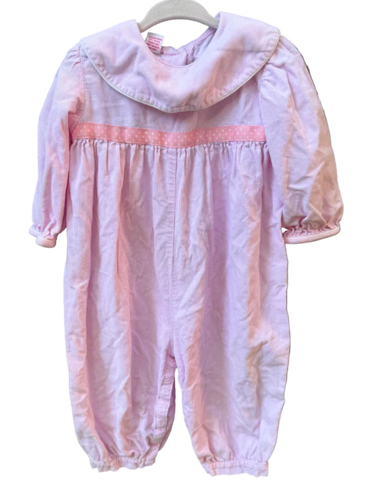24M Claire & Charlie Baby Pink Corduroy Long-sleeve Collared Romper EUC