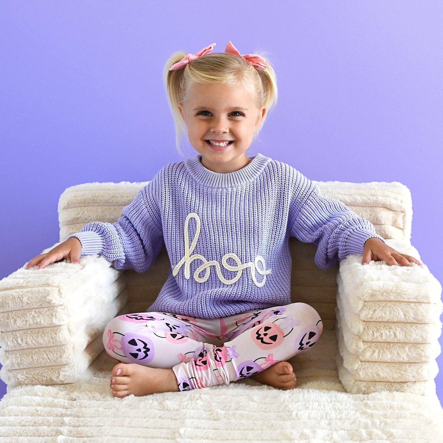 4/5Y | Gigi and Max | Boo Purple Solid Knit Halloween Sweater | NWT
