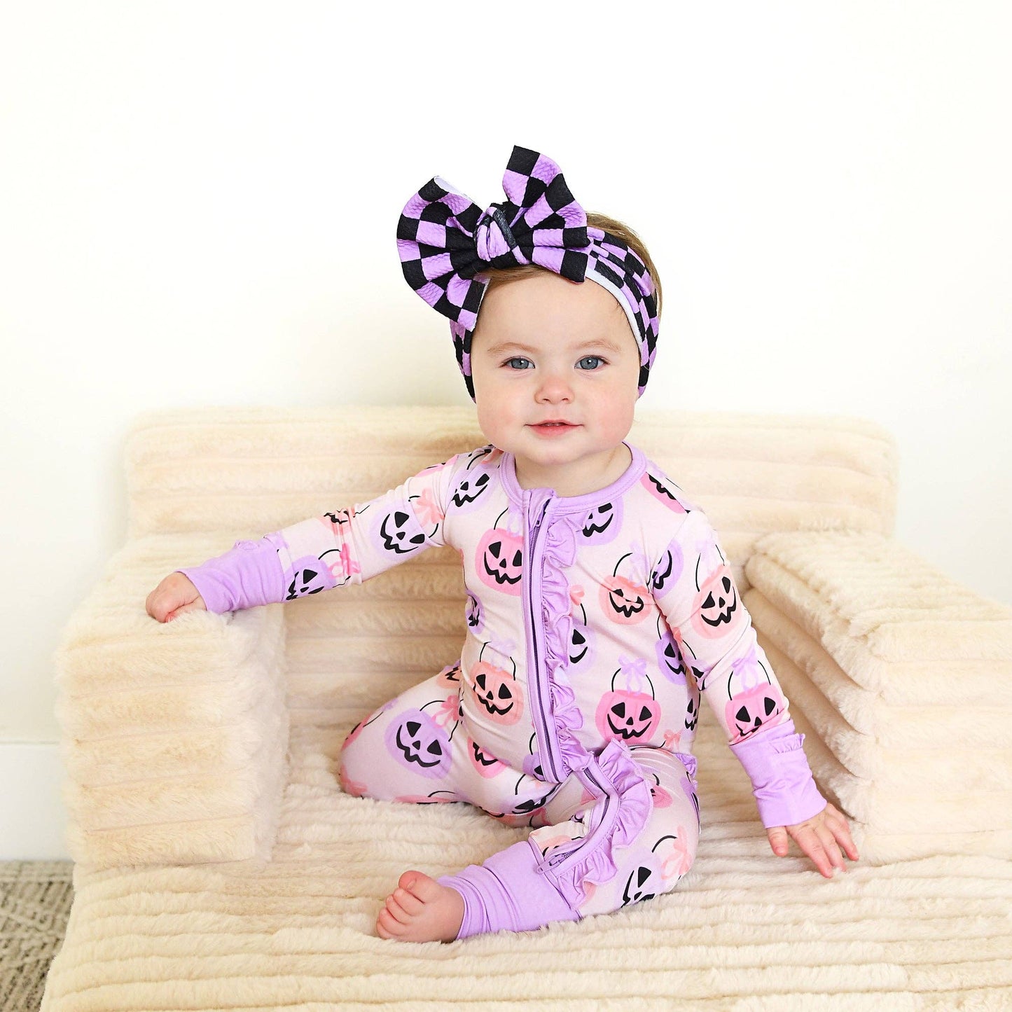 0-3M | Gigi and Max | Emmy Ruffle Zip Bamboo Halloween Pumpkins Baby Outfit | NWT