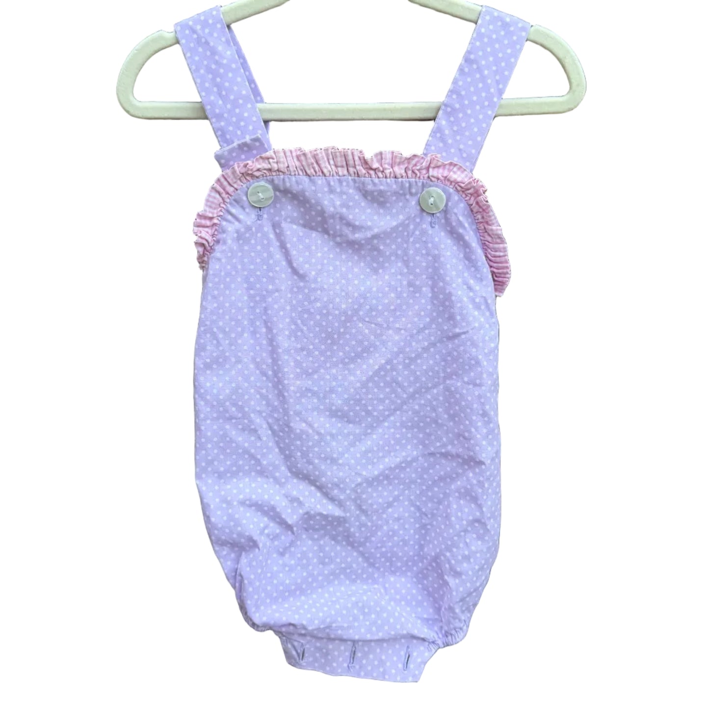 6M Petit Bebe Purple and White Polka Dot Ruffle Bubble Play