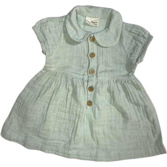 City Mouse Baby Blue Button Down Short-sleeve Dress size 9-12M excellent used condition