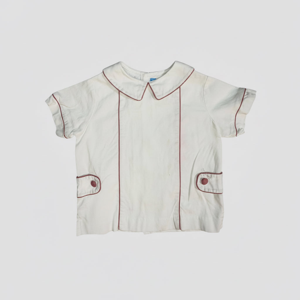 Monday's Child White Peter Pan Collar Shirt with Red Trim size 4T good used condition