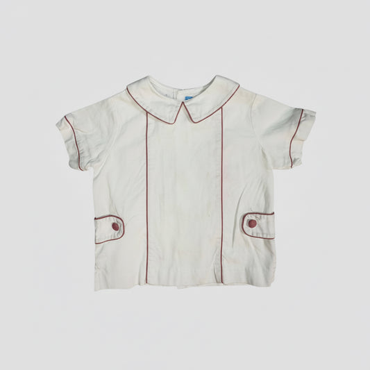 Monday's Child White Peter Pan Collar Shirt with Red Trim size 4T good used condition