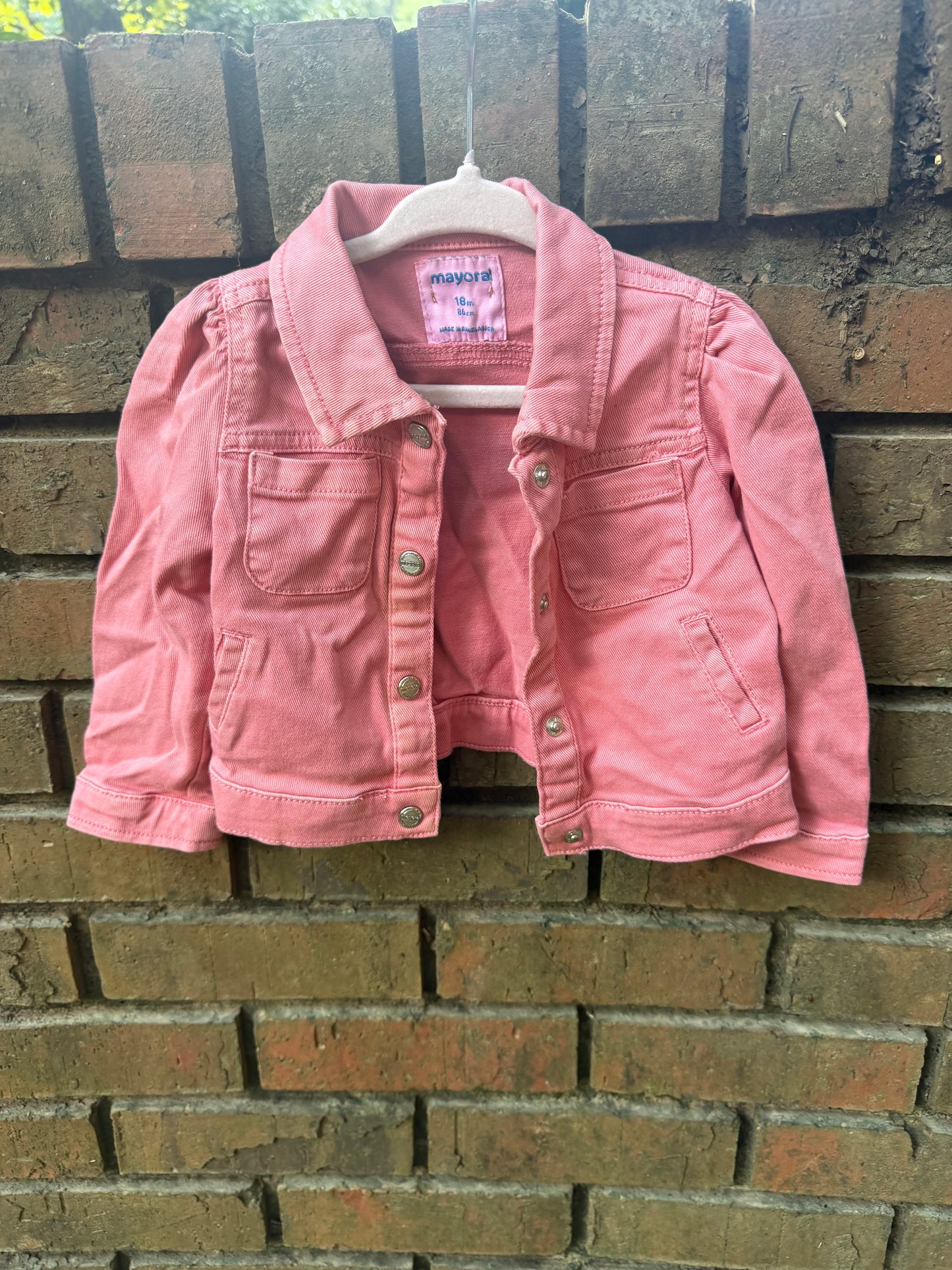 18M Mayoral Pink Blue Jean Button Jacket EUC