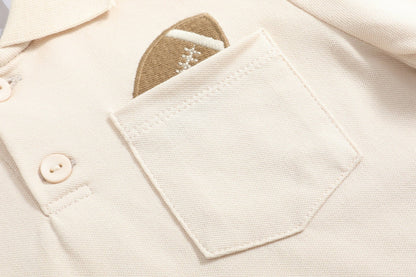 3T | Lil Cactus | Light Brown Football Pocket Polo Golf Shirt | NWT