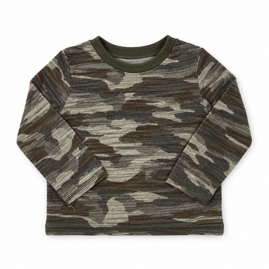 Mud Pie 6-9M camouflage long-sleeve shirt in excellent used condition