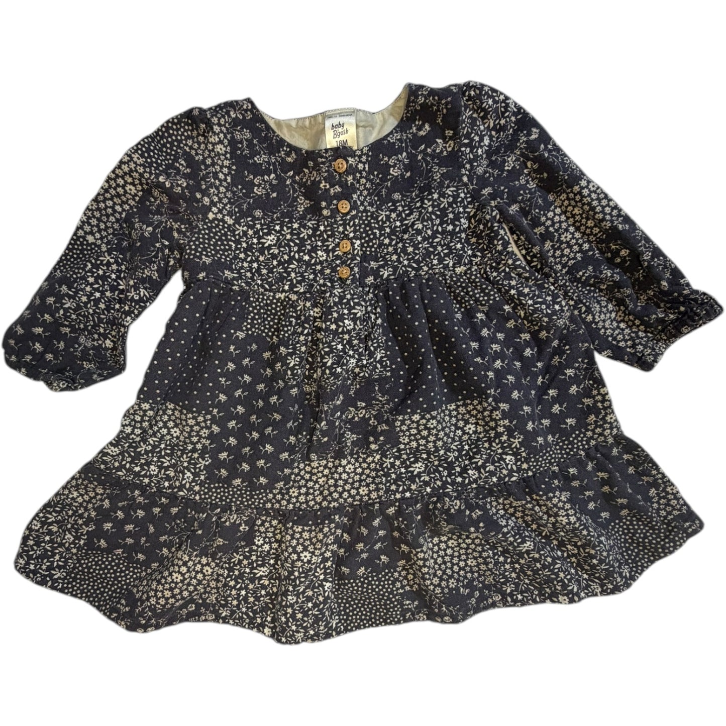 Baby B'Gosh Dark Gray Floral Dress size 18M good used condition