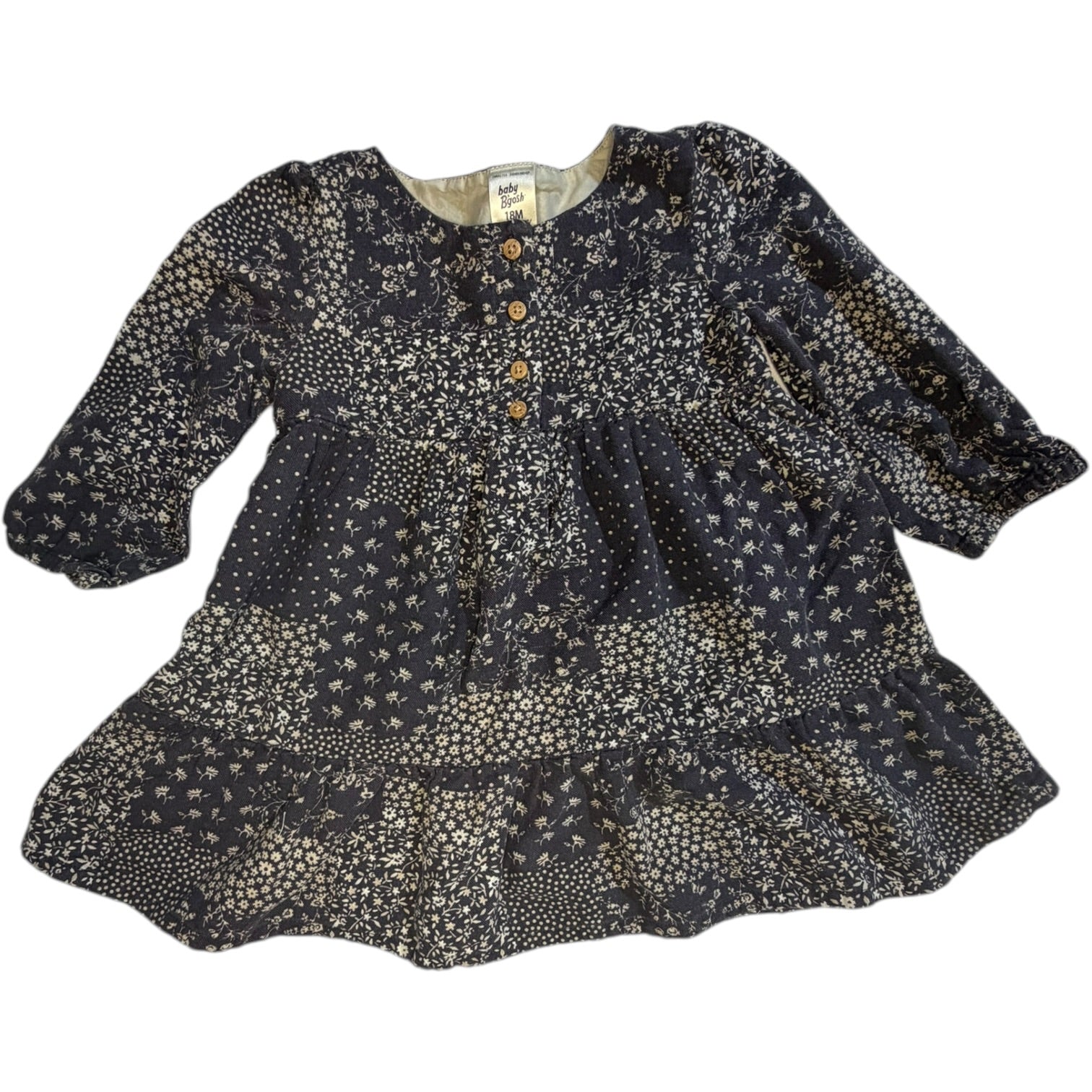 Baby B'Gosh Dark Gray Floral Dress size 18M good used condition