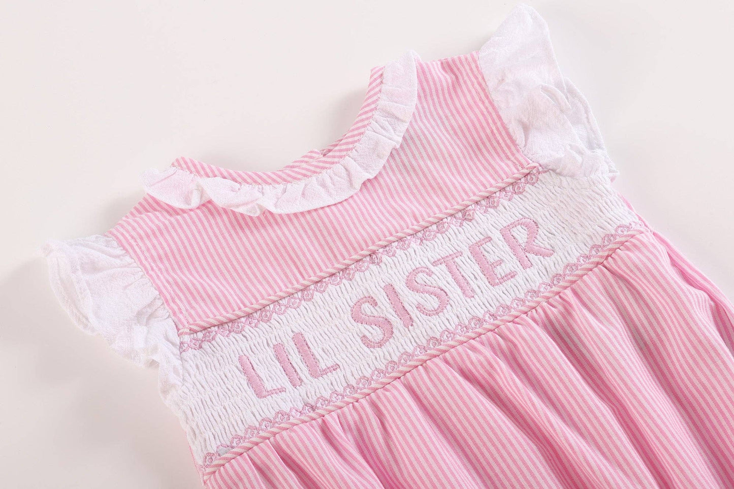 3-6M | Lil Cactus | Pink Striped Lil Sister Smocked Romper | NWT