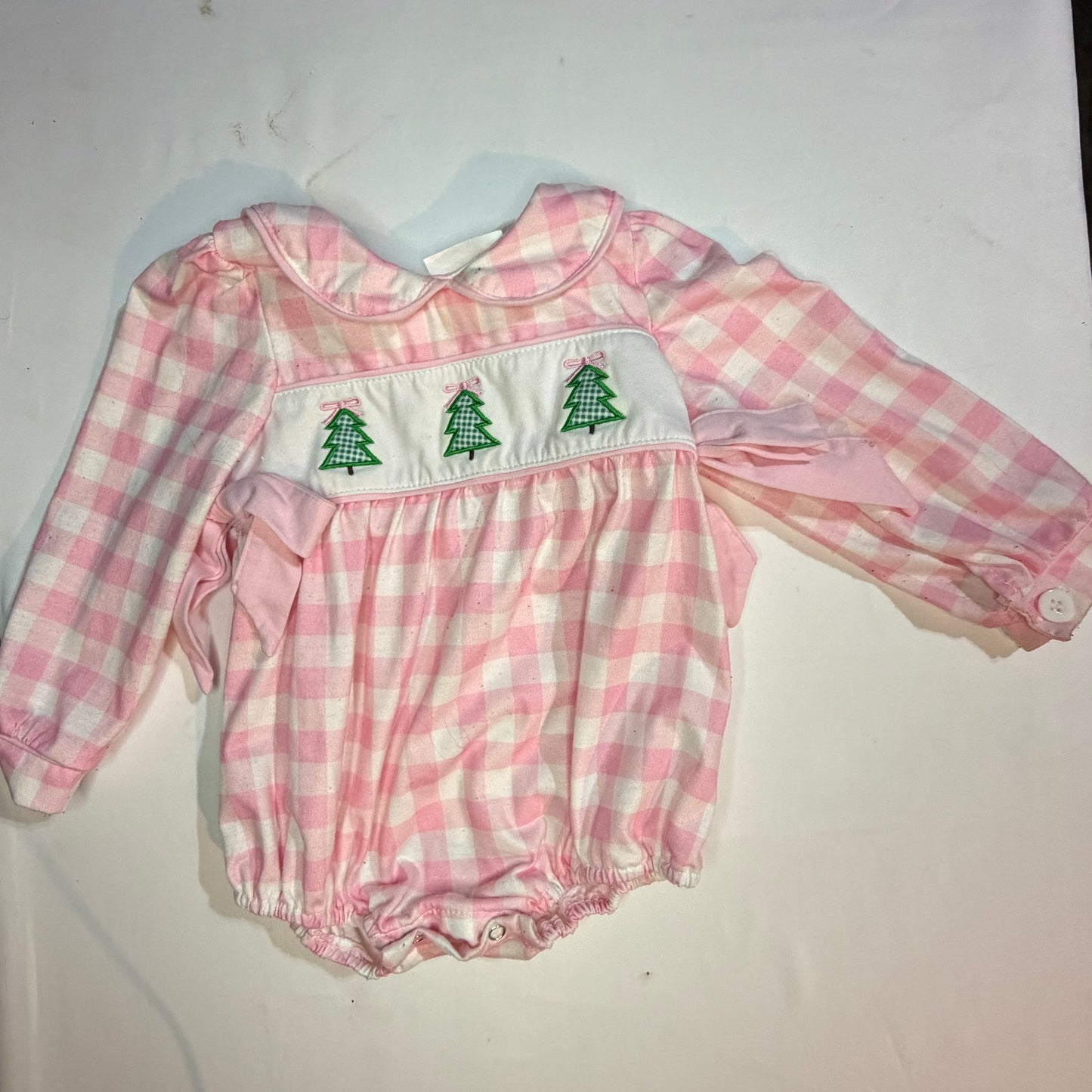 12-18M Southern Crafted Pink and White Christmas Tree Appliqué Bubble Play