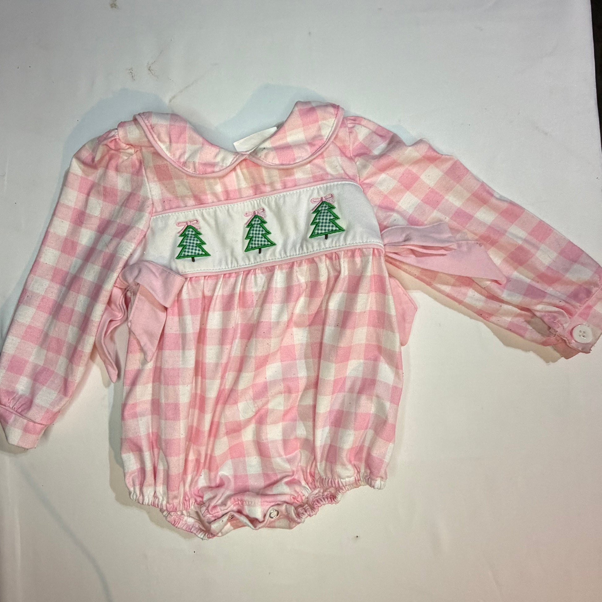 12-18M Southern Crafted Pink and White Christmas Tree Appliqué Bubble Play