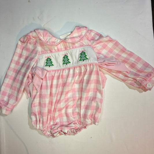 12-18M Southern Crafted Pink and White Christmas Tree Appliqué Bubble Play