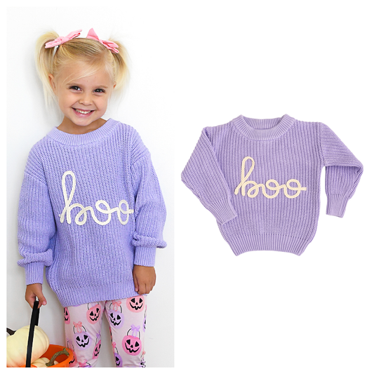 2T/3T | Gigi and Max | Boo Purple Solid Knit Halloween Sweater | NWT