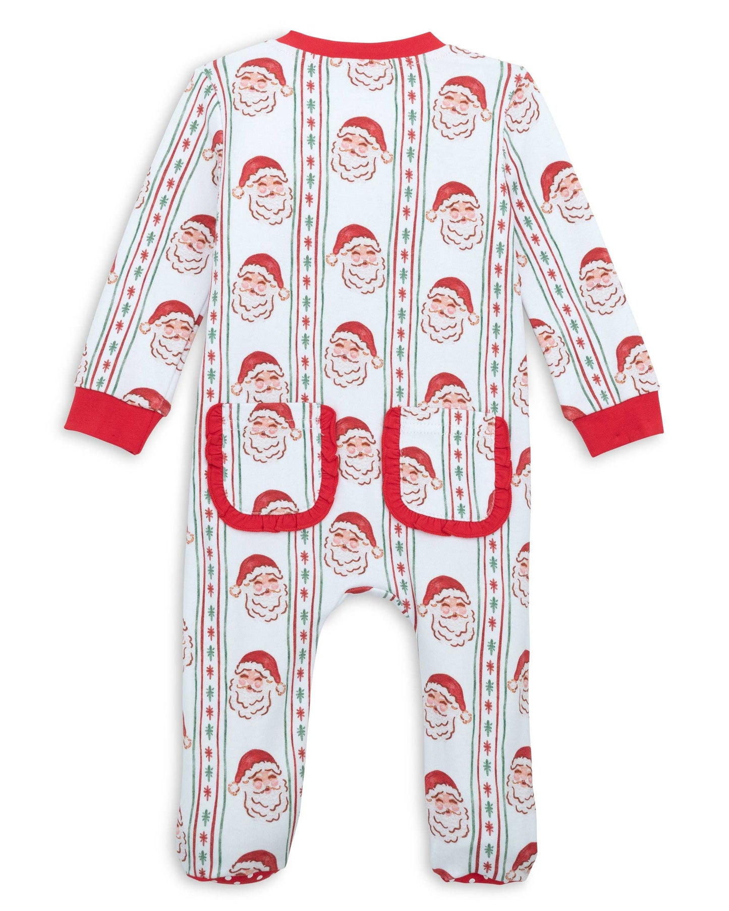 18M | Posh Pickle | Jolly Old Saint Nick Girls' Lounge Zippie with Ruffle Trim | NWT