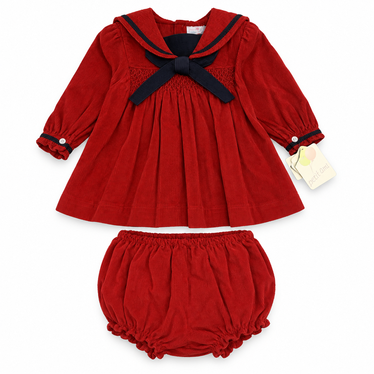 Petit Ami 6M red corduroy dress with matching diaper cover