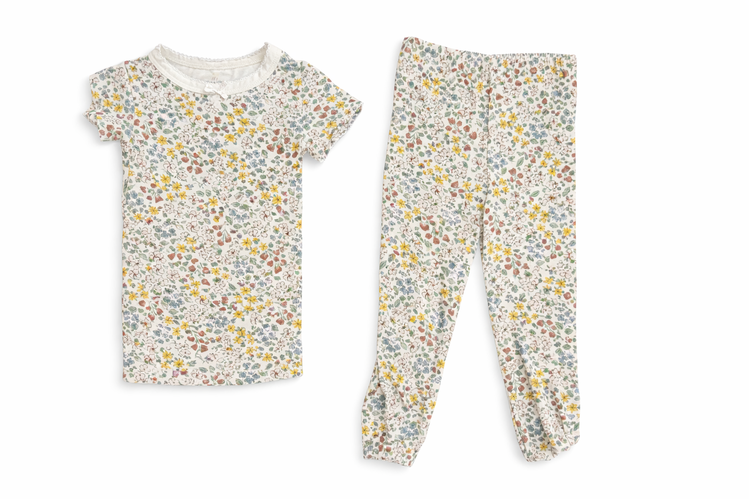 Milkberry Neutral Floral Bamboo Pajama Pant Set size 18M good used condition