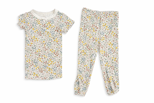 Milkberry Neutral Floral Bamboo Pajama Pant Set size 18M good used condition