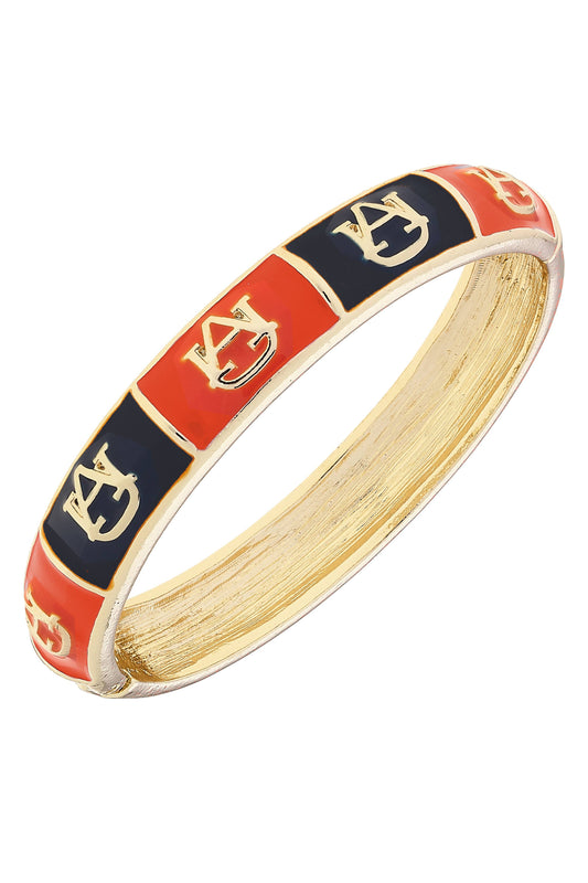 Auburn Tigers Sculpted Enamel Checkered Hinge Bangle: Orange