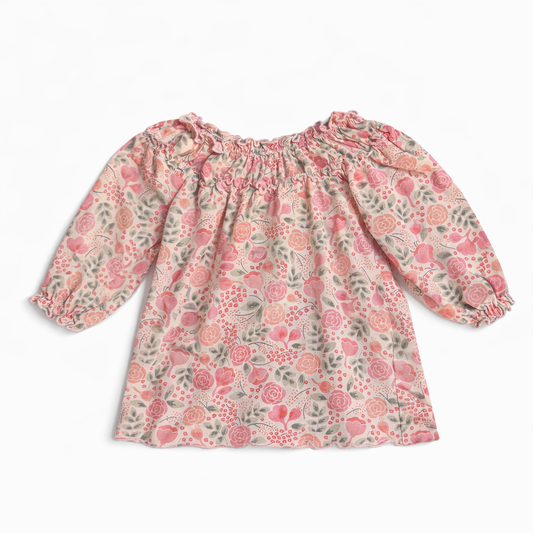 Feather Baby Pink & Grey Dress size 12M good used condition