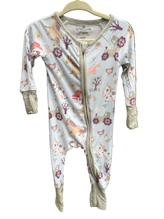 0-3M Caden Lane Bamboo Farm Animal Sleeper GUC