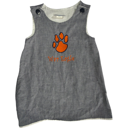 Heavenly Kids Blue & White Gingham War Eagle Paw Print Dress size 2T excellent used condition