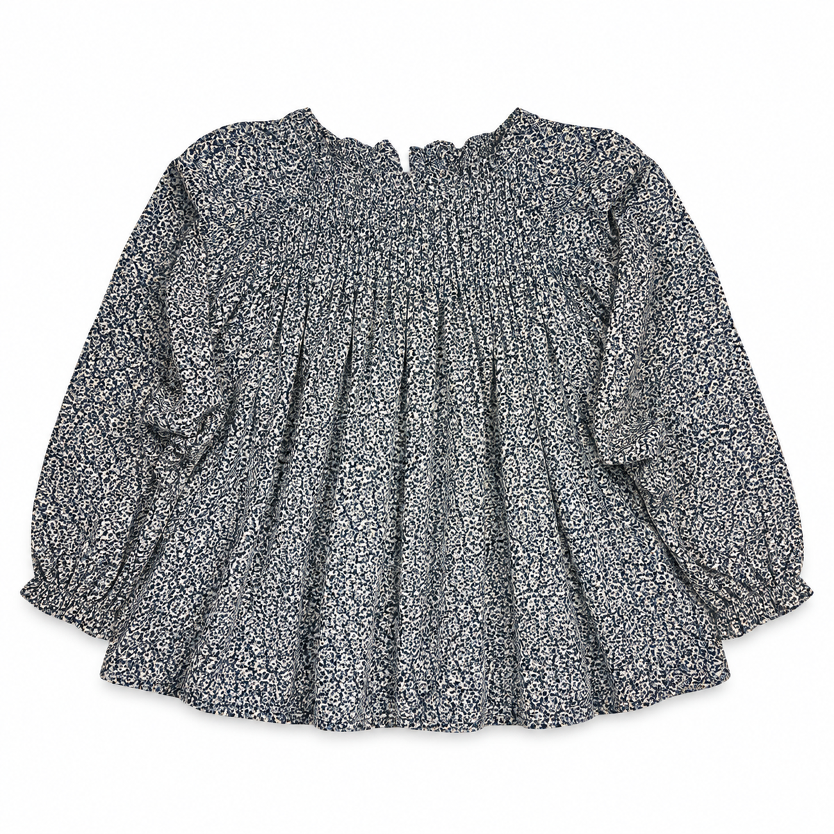 Size 7 grayish blue long-sleeve floral dress