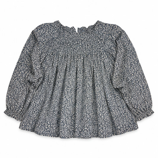 Size 7 grayish blue long-sleeve floral dress