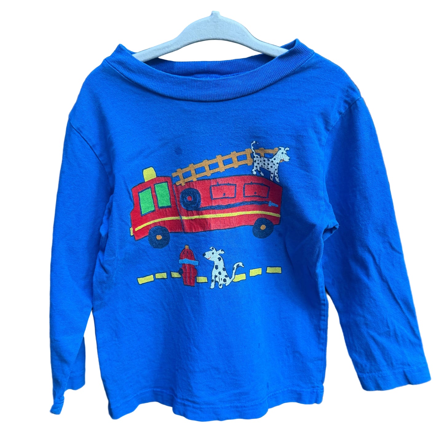Est. 4T Wee Winter Woolies Blue Long-sleeve Firetruck Shirt Play
