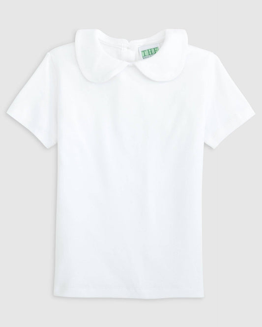 2T | Posh Pickle | Short Sleeve Peter Pan White Knit Shirt | NWT