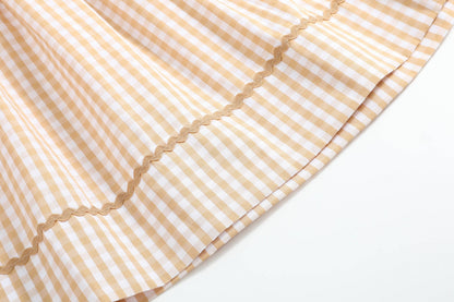 2T | Lil Cactus | Brown Gingham Football Smocked Bishop Dress | NWT