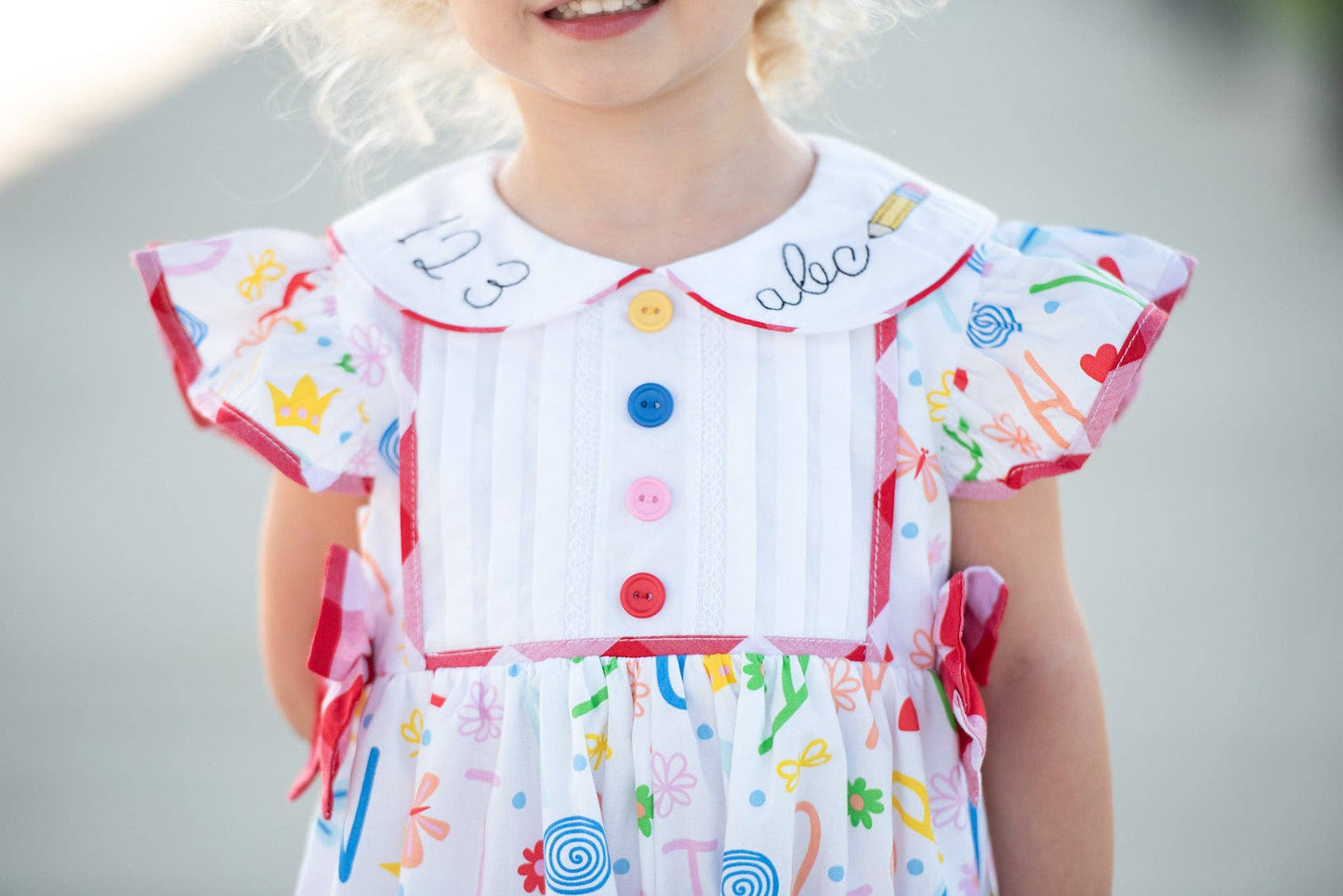12M | Posh Pickle | ABCs & 123s Alphabet Print Embroidered Collar Bubble | NWT