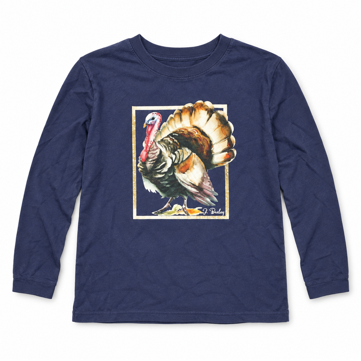 J Bailey size 8 navy turkey long-sleeve shirt