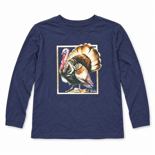 J Bailey size 8 navy turkey long-sleeve shirt