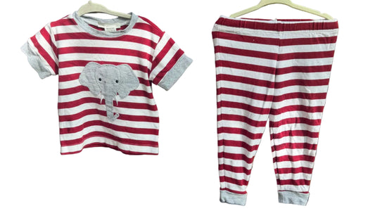 24M The Smocking Bug Crimson and White Striped Roll Tide Outfit GUC