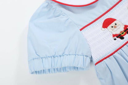 18-24M | Lil Cactus | Light Blue Santa Smocked Dress and Bloomers | NWT