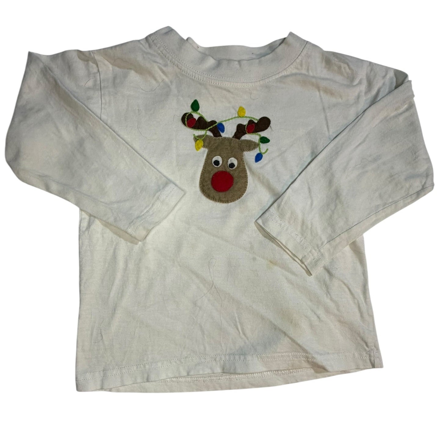 3T Luigi Kids White Long-sleeve Rudolph Shirt GUC