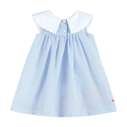 3T | Lil Cactus | Light Blue Seersucker Pumpkin Baby Yoke Dress | NWT