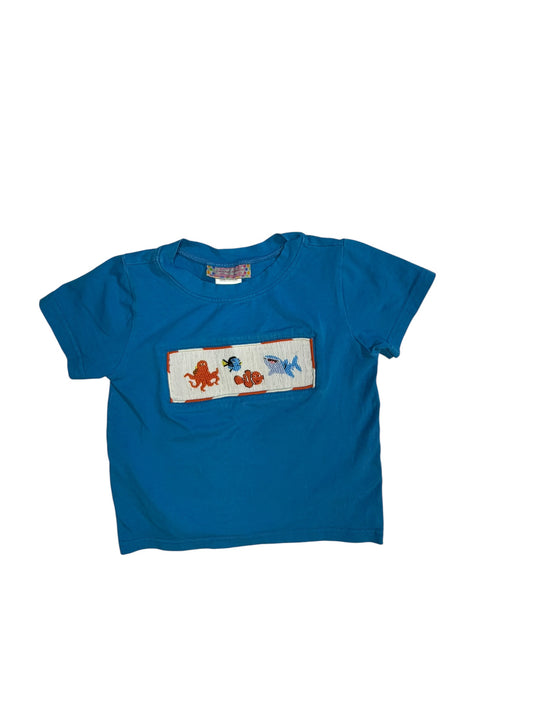 Smocked Polka Dot Bright Blue Smocked Finding Nemo Short-Sleeve T-Shirt size 3 good used condition