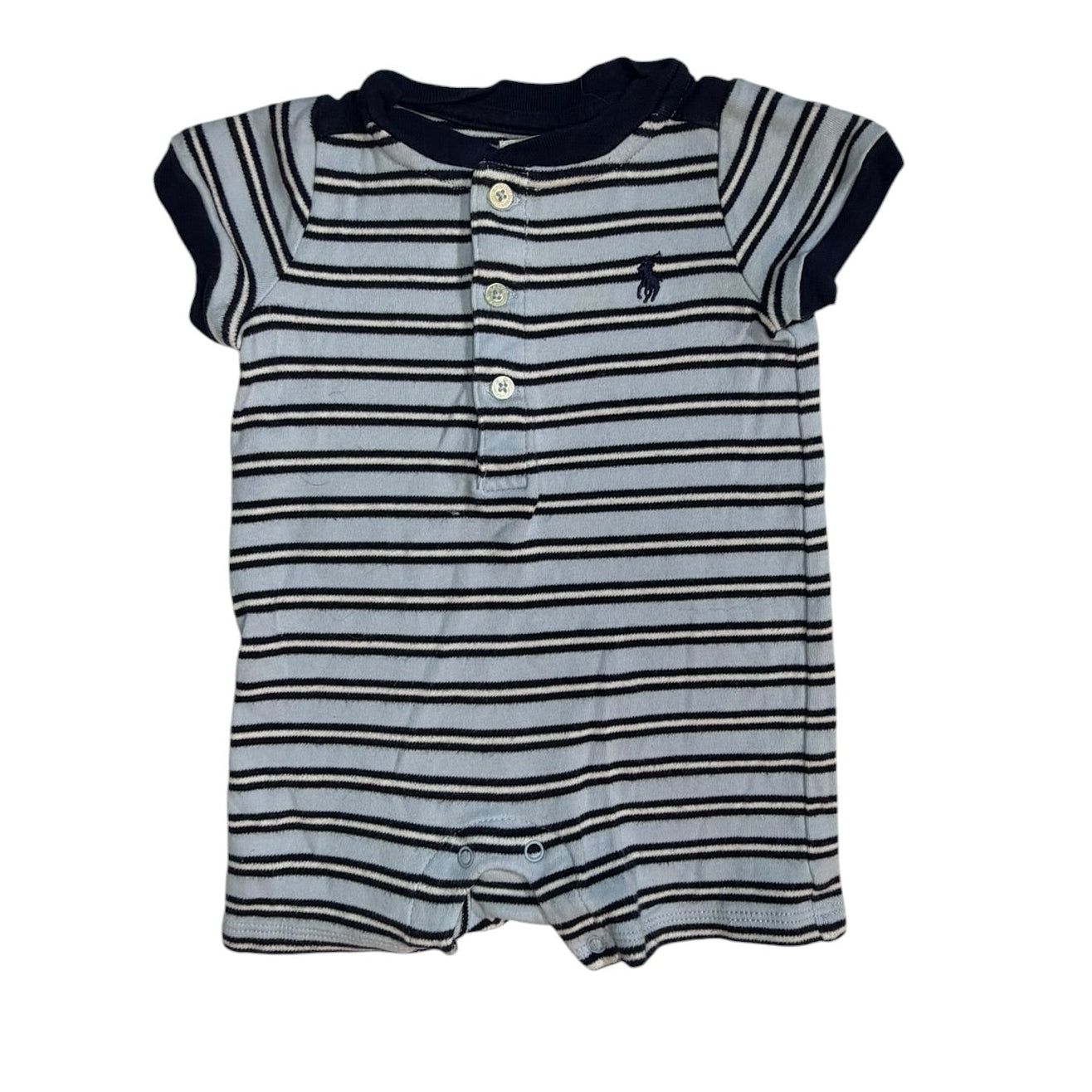3M Ralph Lauren Dark Blue, Light Blue, and White Short-sleeve Polo Shortall GUC