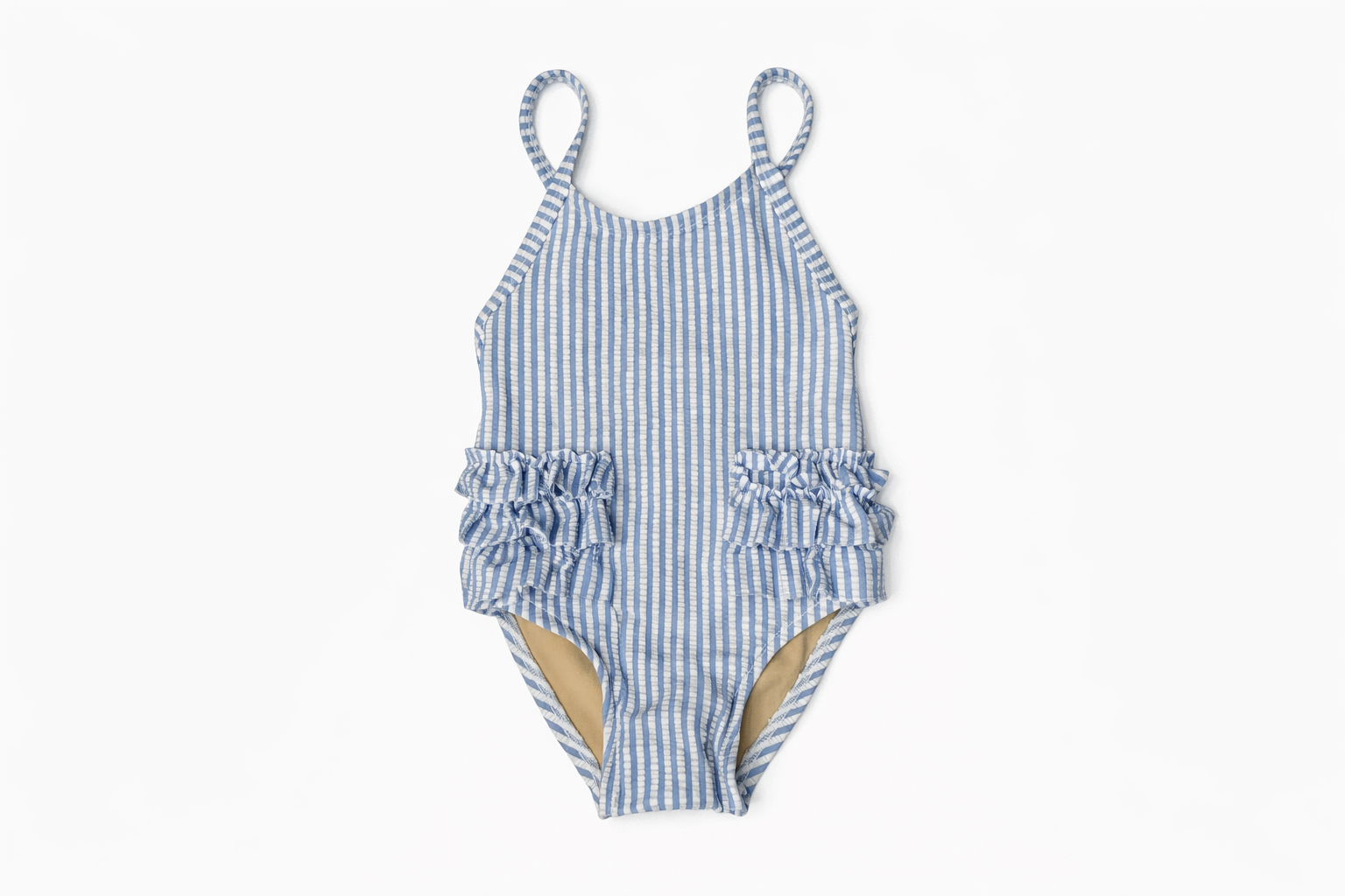 Old Navy Seersucker Spaghetti Strap Swimsuit size 18-24M good used condition