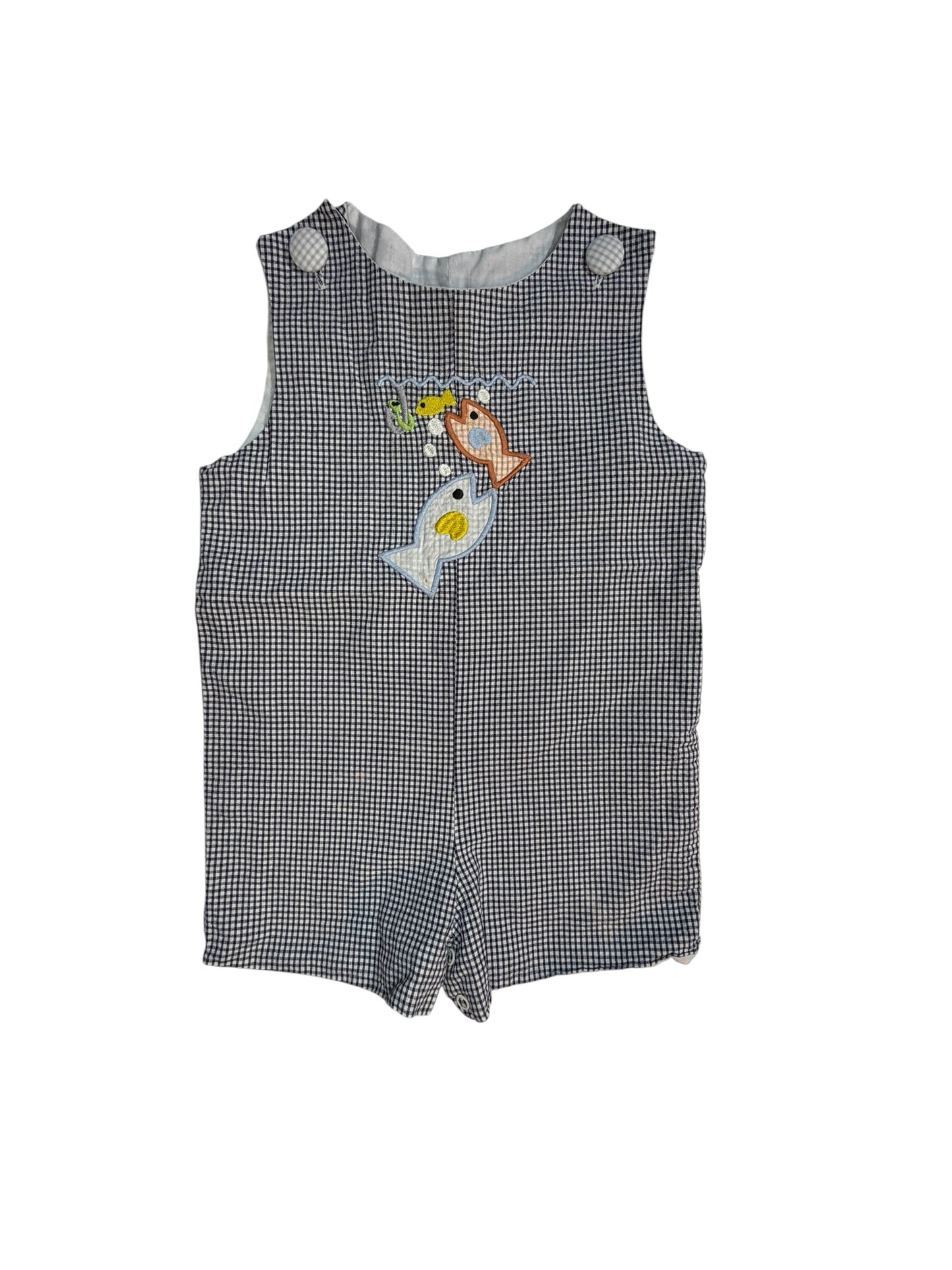 Stellybelly Navy and White Gingham Fishing Shortall size 2T good used condition
