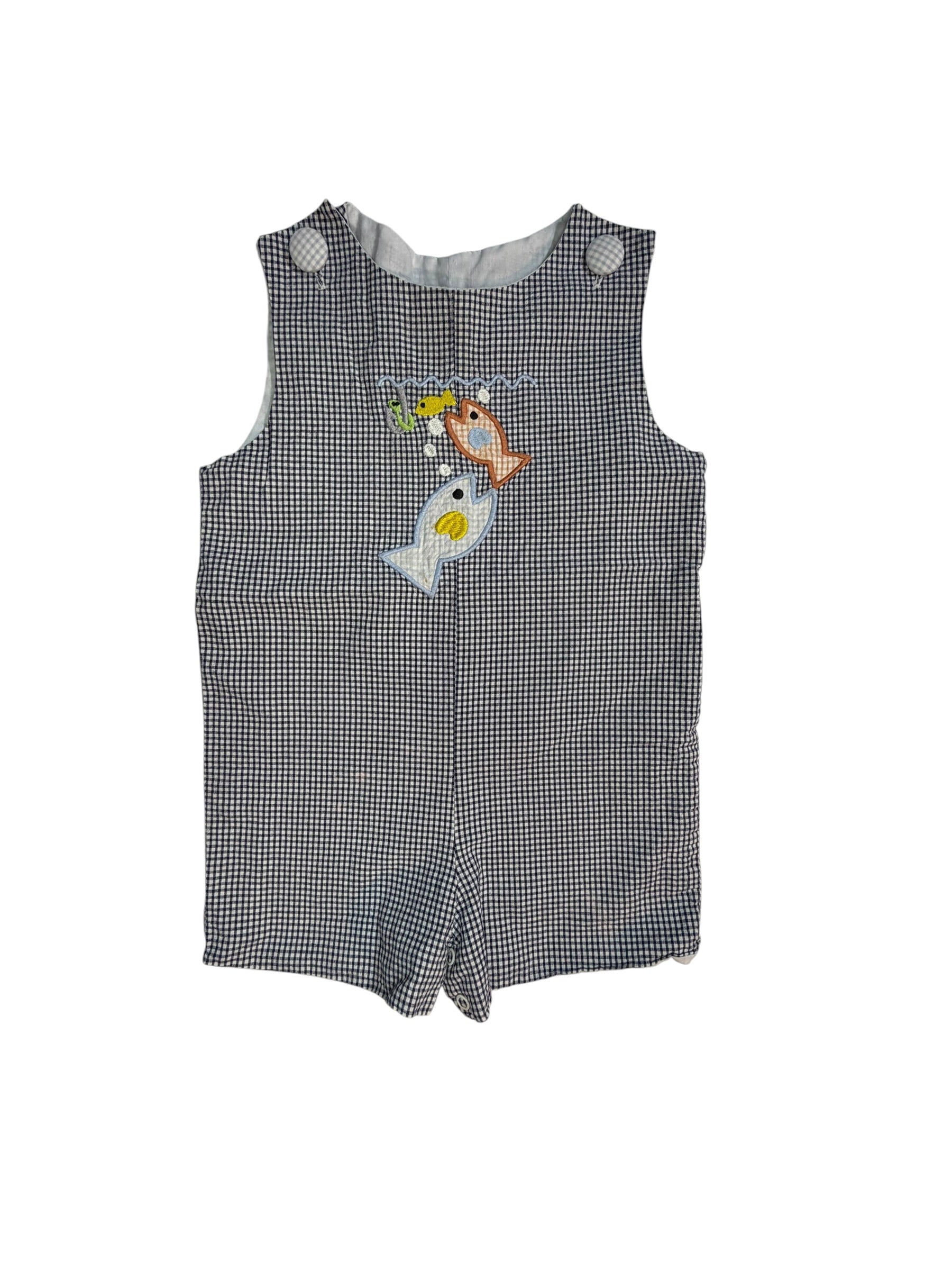 Stellybelly Navy and White Gingham Fishing Shortall size 2T good used condition