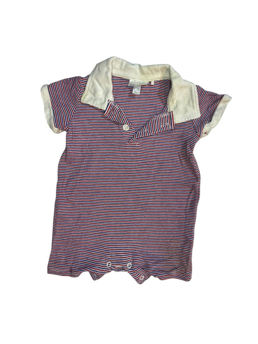 6-9M Tes Beau et Belle Red, White, and Blue Polo Shortall EUC