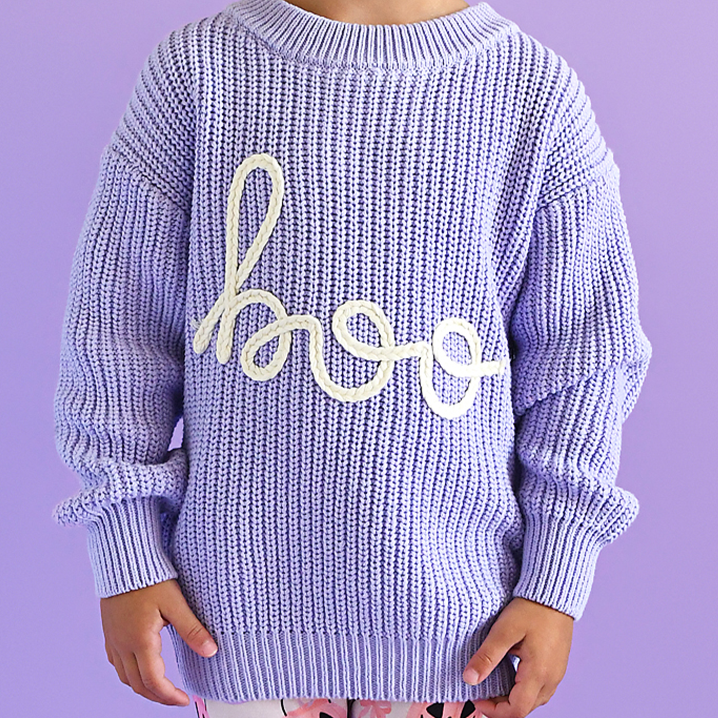 2T/3T | Gigi and Max | Boo Purple Solid Knit Halloween Sweater | NWT