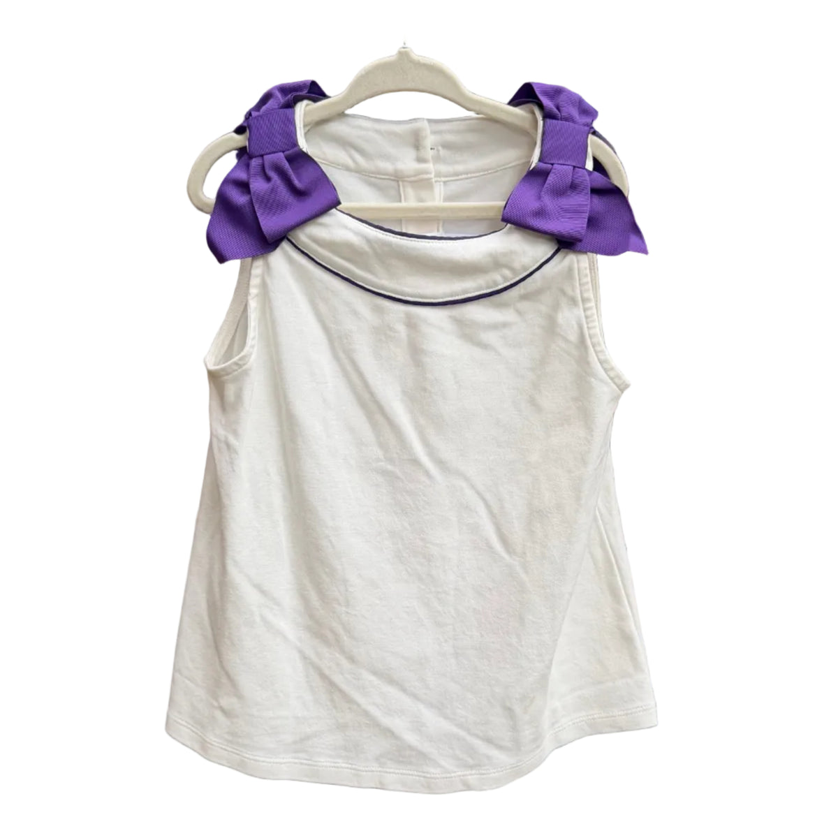 6 - Janie and Jack - White & Purple Sleeveless Blouse - GUC