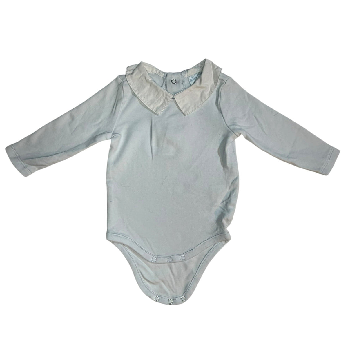 3M Edgehill Collection Light Blue with White Collar Long-sleeve Polo Onesie EUC