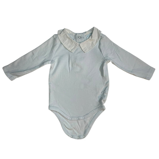 3M Edgehill Collection Light Blue with White Collar Long-sleeve Polo Onesie EUC