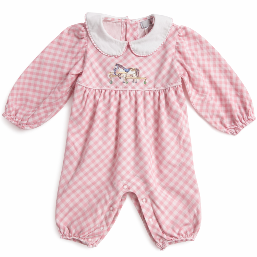 Ishtex Baby Girl Long Sleeve Pink Romper size 9M excellent used condition