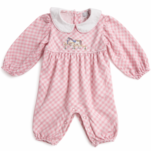 Ishtex Baby Girl Long Sleeve Pink Romper size 9M excellent used condition